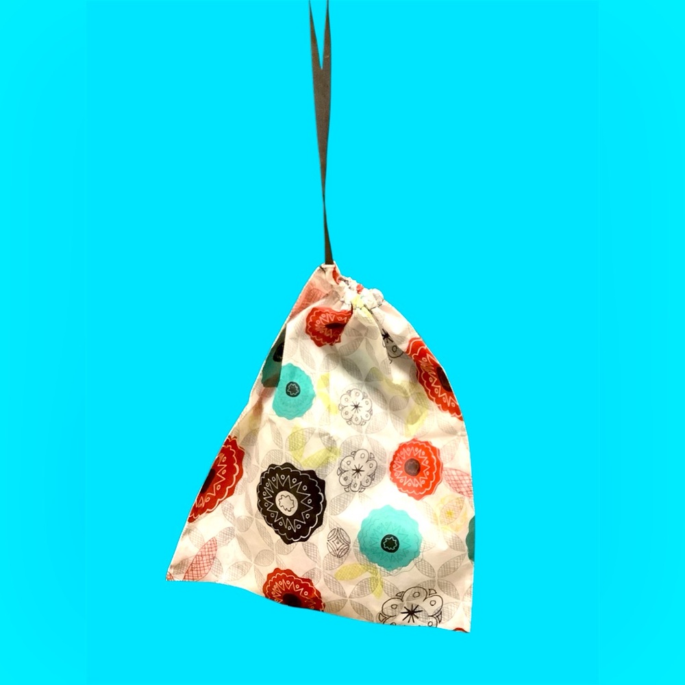 Red & Blue Retro-Modern Fabric drawstring Bag & small plaid cloth drawstring bag